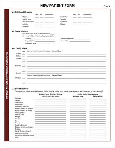 New Patient Form, page 3