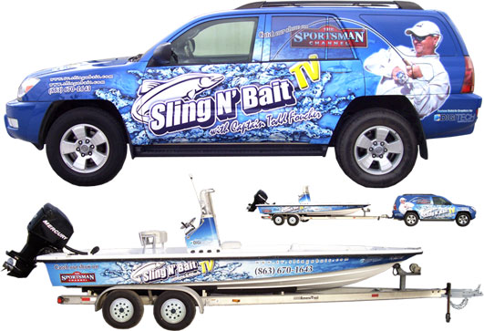 Sling N Bait SUV & boat wrap